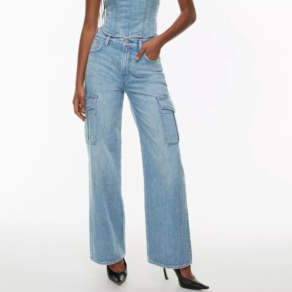 Denim Forum Pants - NWT Aritzia color 7 Yrs Bleu Taboo The Farrah Hi-Rise Cargo Jean